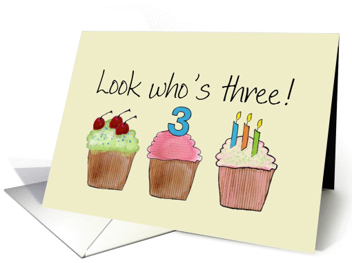 Birthday - Three Years Old - Cupcakes card (1460672)