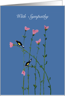 With Sympathy - Blackbirds and Pink Flowers card