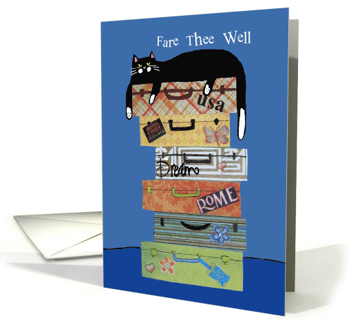 Fare Thee Well - Goodbye - Cat with Suitcases card (1466844)