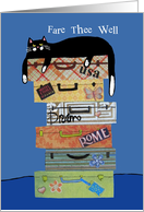 Fare Thee Well - Goodbye - Cat with Suitcases card