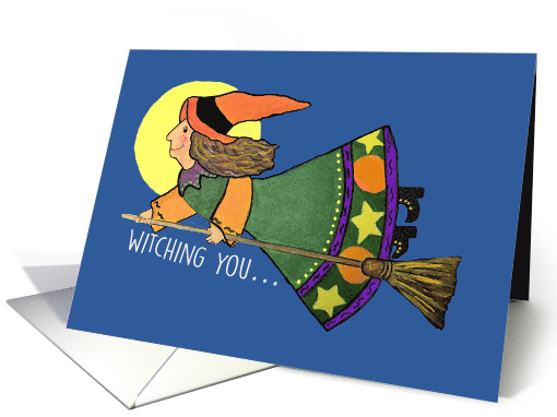 Halloween - Witch on Broomstick card (1500156)