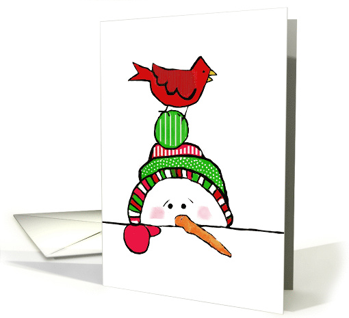 Snowman with Red Bird at Christmas card (1662812)