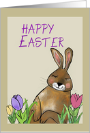 Happy Easter Rabbit with Tulips card