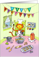 Chef Cat Cooking up Birthday Goodies card