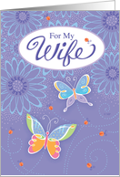 Wife’s Anniversary Purple Flowers, Butterflies and Ladybugs card