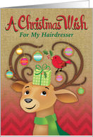 Hair Dresser Burlap Red Chevron Reindeer Christmas Wish card