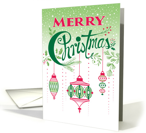 Red Green Pink Merry Christmas Ornaments card (1506960)
