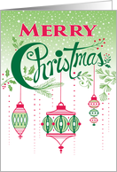 Red Green Pink Merry Christmas Ornaments card