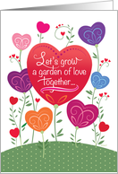 Colorful Heart Flowers Valentines Day Garden card