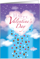 Heart Cloud Happy Valentine’s Day Raining Chocolate Candy card