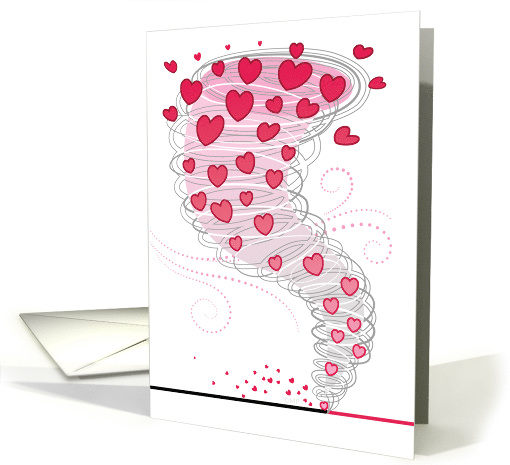 Pink Red Hearts Valentine Whirlwind Be My Valentine card (1512478)
