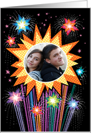 Valentine Colorful Fireworks Light Up My World Custom Photo card