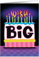 Happy Birthday Big Cake Wish Candles Hand Lettering card