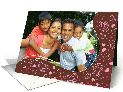 From All of Us Custom Photo Pink Hearts Chocolate Valentine card