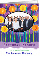 Business Happy Birthday Candles Custom Photo Customer card