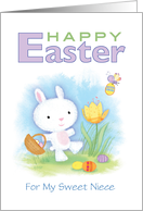Happy Easter Cute Bunny Basket Eggs Vignette card
