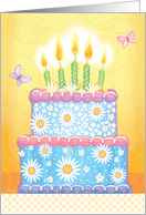 Happy Birthday Daisy Cake Butterflies card