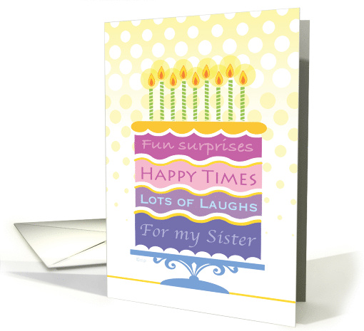 Sister Happy Birthday 4 Layer Cake and Candles card (1529358)