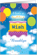 Happy Birthday Cake Make a Wish Custom Name B card