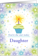Birthday Cupcake with Stars Custom Daughter card