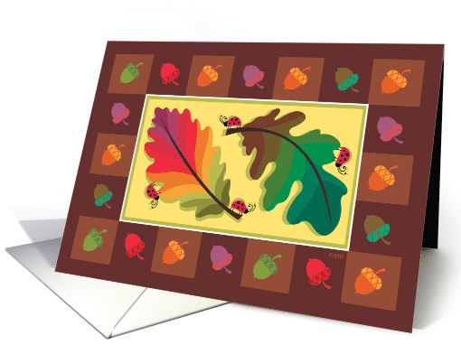 Happy Thanksgiving Leaves Acorns Lady Bugs Thank You card (1547336)