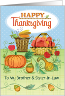 My Brother & Sister-in-Law Happy Thanksgiving Pumpkins Apples Corn card