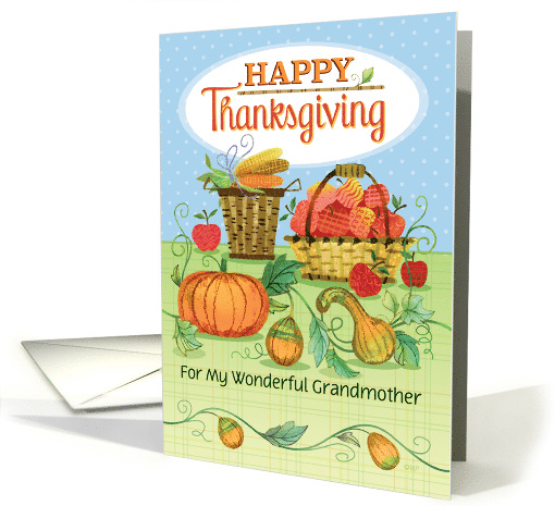 For My Grandmother Happy Thanksgiving Pumpkins Apples Corn card