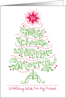 Friend Christmas Tree Jolly Cheery Happy Merry card