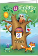 Happy Birthday Woodland Animals Oak Tree Owl Cake 2nd Second card