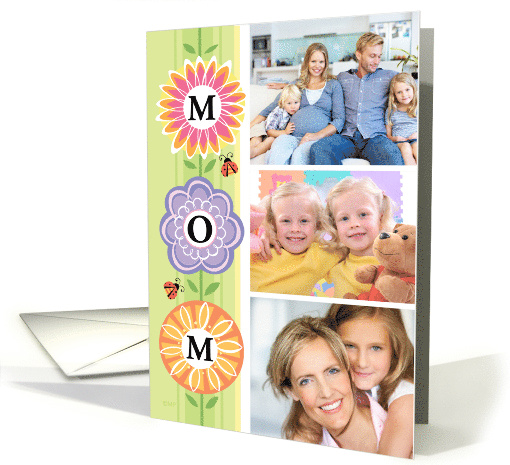 Mother's Day Floral for Mom Pink Purple Custom Photo card (1567258)