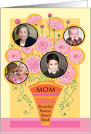 Mother’s Day Floral Vase for Mom Pink Orange Custom Photo from Son card