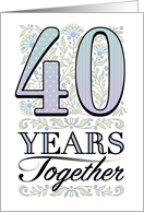 40th Anniversary Floral Typography Filigree Fortieth card