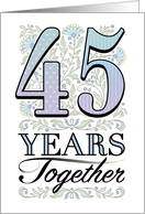 45th Anniversary Floral Typography Filigree Forty-five card