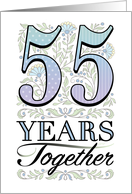 55th Anniversary Floral Typography Filigree Fifty-five card