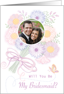 Wedding Floral Bouquet Butterfly Bridesmaid Invitation Custom Photo card