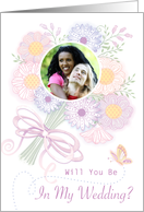 Wedding Floral Bouquet Be in My Wedding Invitation Custom Photo card