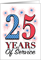 Military Aniiversary 25 Years Of Service Stars Fireworks Business card