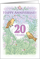 Wedding Aniversary 20 Years Love Birds Butterfly Flowers Lady Bugs card