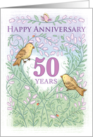 Wedding Aniversary 50 Years Love Birds Butterfly Flowers Lady Bugs card