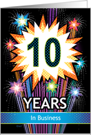 Business Anniversary Celebrating 10 Years Fireworks Polka Dots card