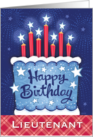 Military Lieutenant Birthday Cake Candles 5 Star Celebration card