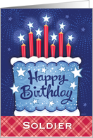 Military Soldier Birthday Cake Candles 5 Star Celebration card