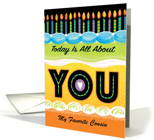 Birthday Cake Candles About You Customize Favorite Cousin card