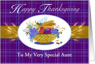 For Aunt Happy Thanksgiving Fruit Basket Corn Wheat Apple Grapes card