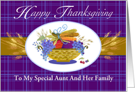 Aunt And Family Happy Thanksgiving Fruit Basket Wheat Apple Grapes card