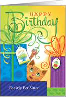 Happy Birthday Pet Sitter Presents Fish Cake Paws Custom Relation card