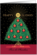 Happy Holidays Christmas Tree Ornaments Custom Name H card