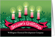 Business Season’s Greetings Candles Mistletoe Custom Name card