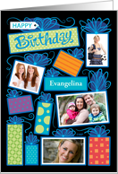Happy Birthday Presents Custom Photo Initial Letter E card