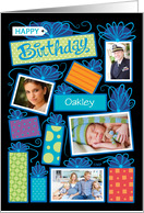 Happy Birthday Presents Custom Photo Initial Letter O card